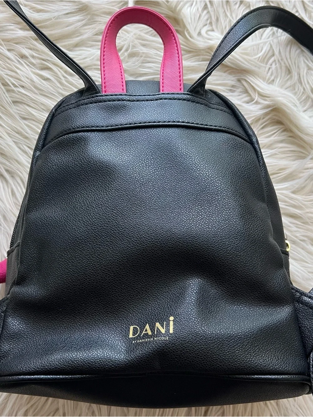 Dani by Danielle Nicole Disney Minnie Mouse Gold Polka Dot Mini Black Backpack - Picture 5 of 8